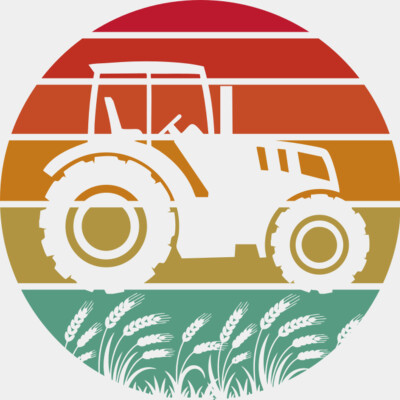 Retro Modern Tractor Wheatfield Thumbnail