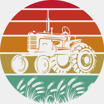 Retro Oldschool Tractor Wheatfield Thumbnail
